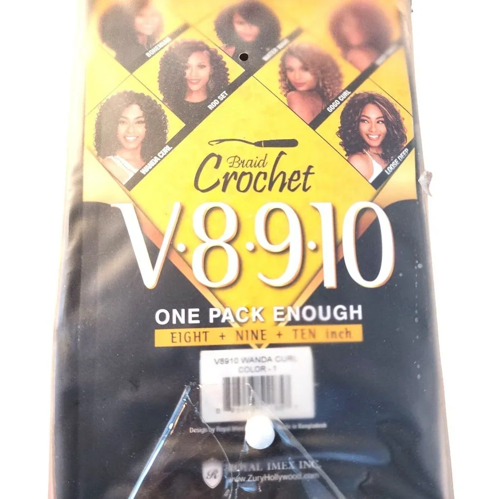 Zury Sis V8910 Crochet Braid Wanda Curl 8-10 Inch Synthetic Hair Black